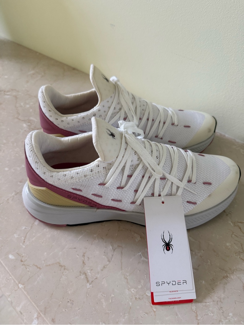 Spyder Women's White Sneakers with Pink and Gold Trim